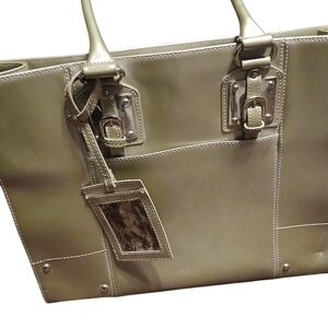 Wilson's Leather Pewter Executive Carry All Shoulder Strap Purse Tote